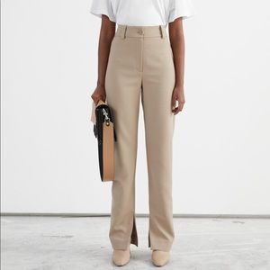 & OTHER STORIES Slim High Waist Slit Trousers Sz 4